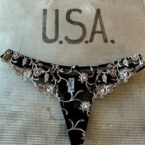 New Felina black lace, thong panty